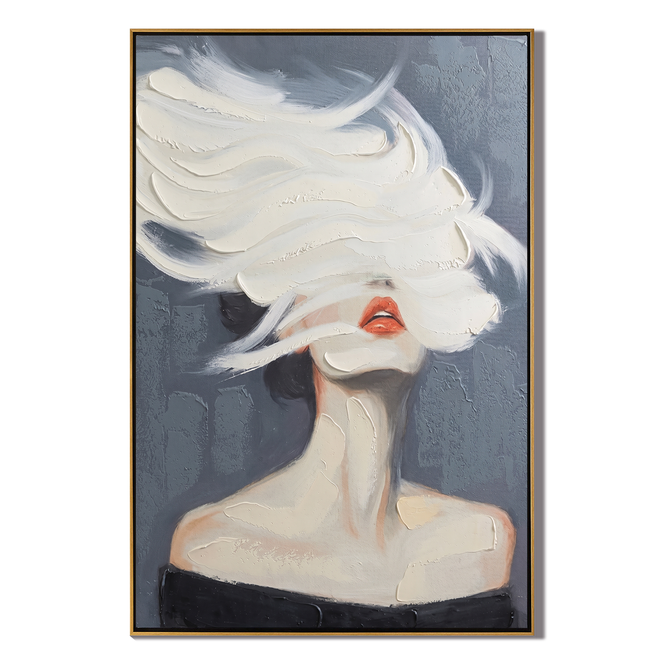 Whispers of the Wind - Modern Surrealist Heavy Impasto Portrait | Avant-Garde Minimalist Wall Art