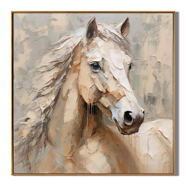 Noble Spirit – Modern Abstract Equine Impasto Relief Texture Painting | Modern Abstract Living Room & Office Art