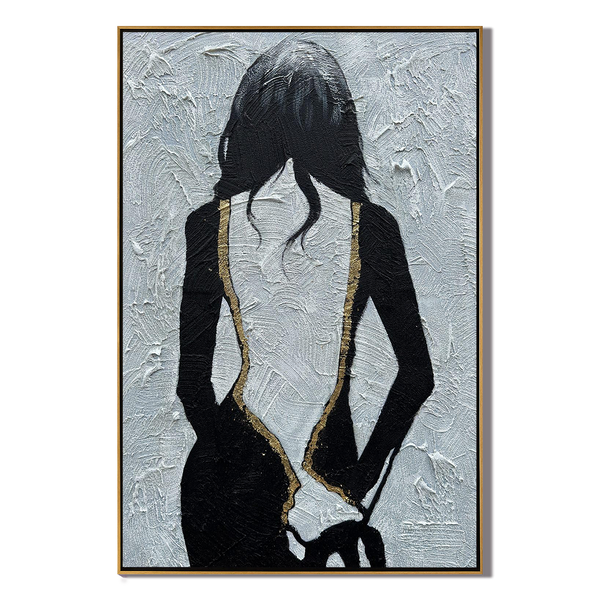 Silhouette Elegance – Modern Plaster Relief Female Silhouette Portrait Painting | Contemporary Expressionist Living Room & Office Art