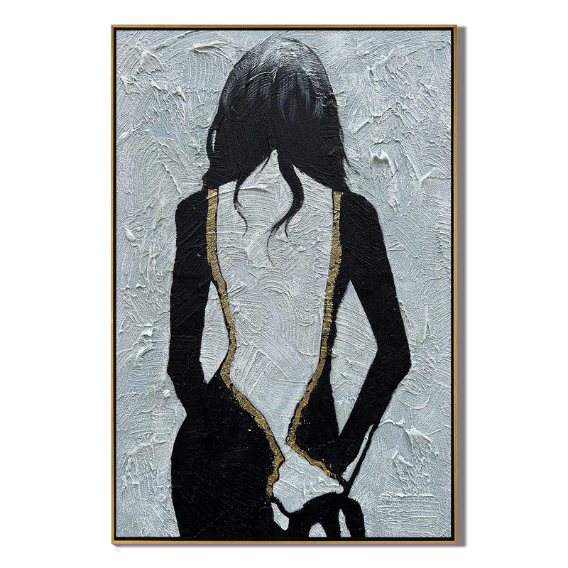 Silhouette Elegance – Modern Plaster Relief Female Silhouette Portrait Painting | Contemporary Expressionist Living Room & Office Art