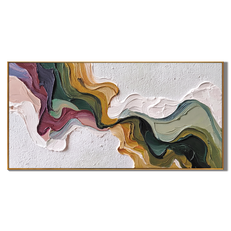Earth's Veins – Modern Sculptural Texture Abstract Painting | Wabi-Sabi Vintage Green Entryway Wall Art