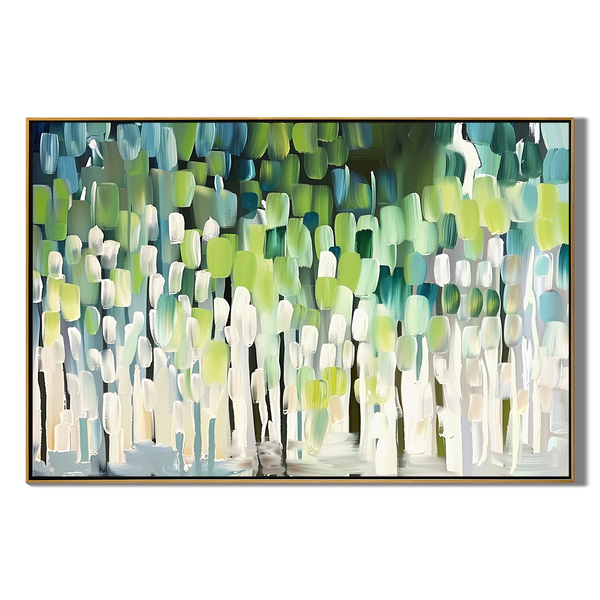 Mint Rhythm – 3D Heavy Texture Geometric Palette Knife Canvas Abstract Painting | Modern Abstract Living Room & Office Art