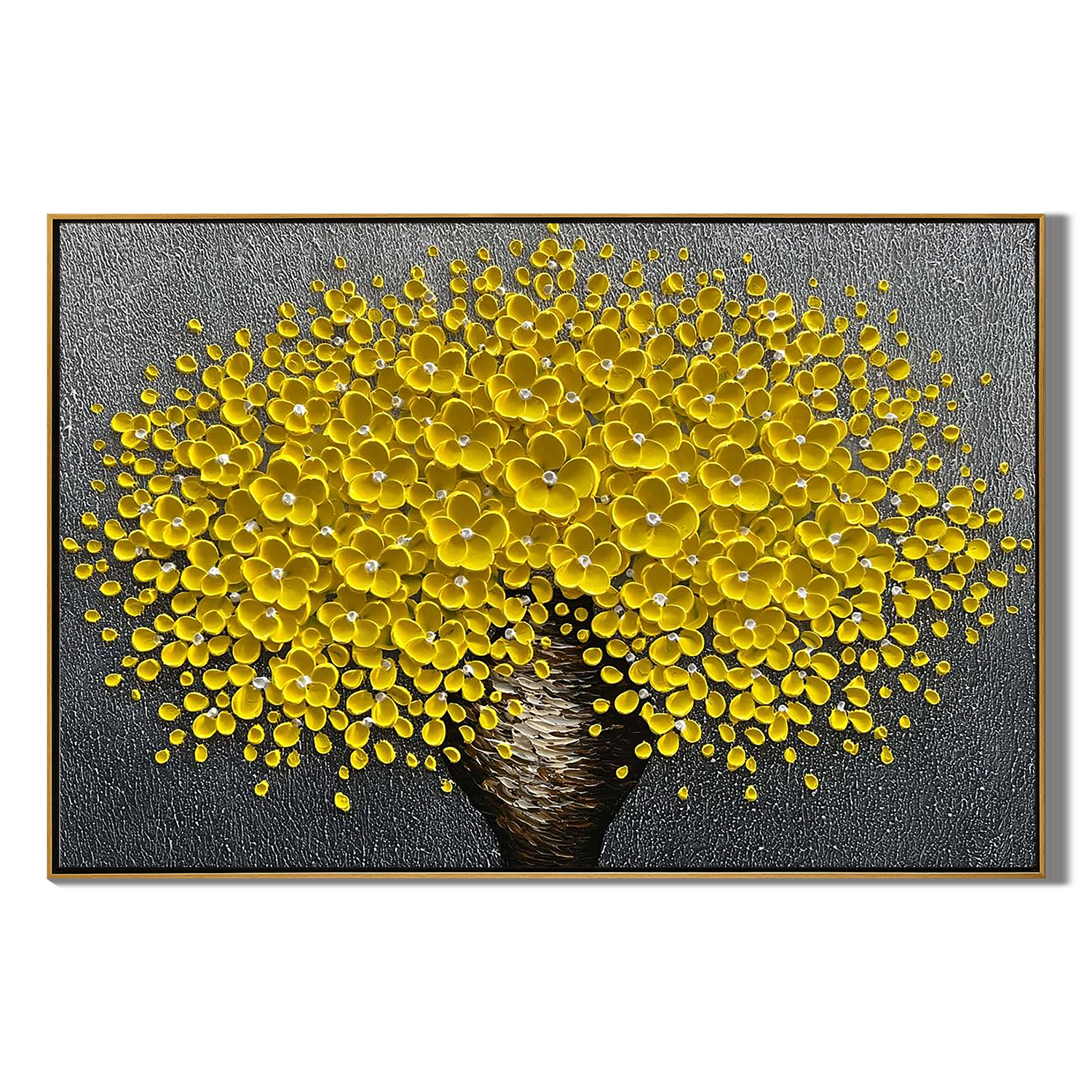 AMBER RADIANCE: 3D Heavy Texture Yellow Flower Wall Art, Luxury Floral Relief Canvas