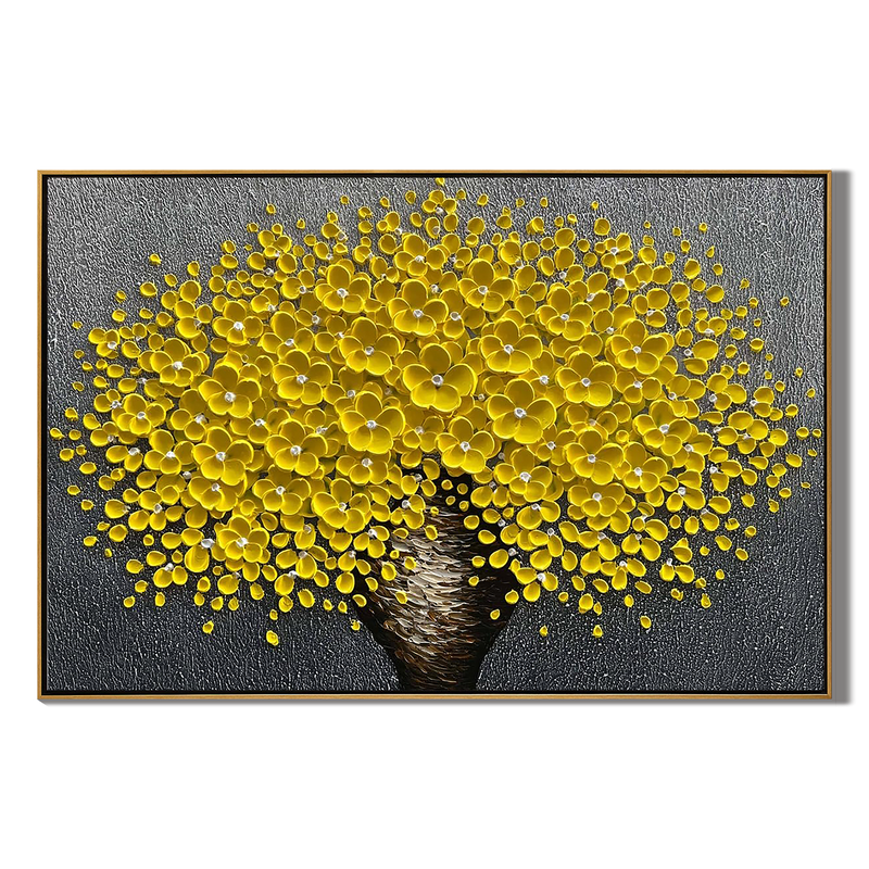 Amber Radiance – Luxury Floral Relief Canvas Floral Painting | Contemporary Botanical Bedroom & Living Room Art