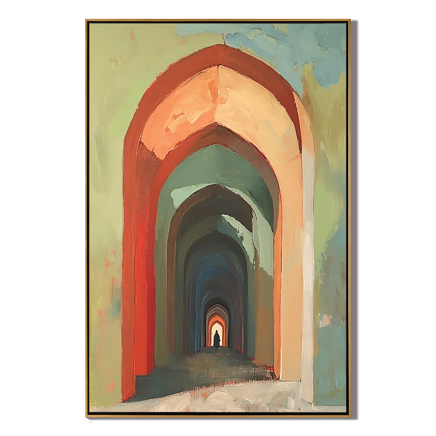 The Infinite Passage – Surrealistic Archway Architectural Painting | Modern Retro Home Office Art