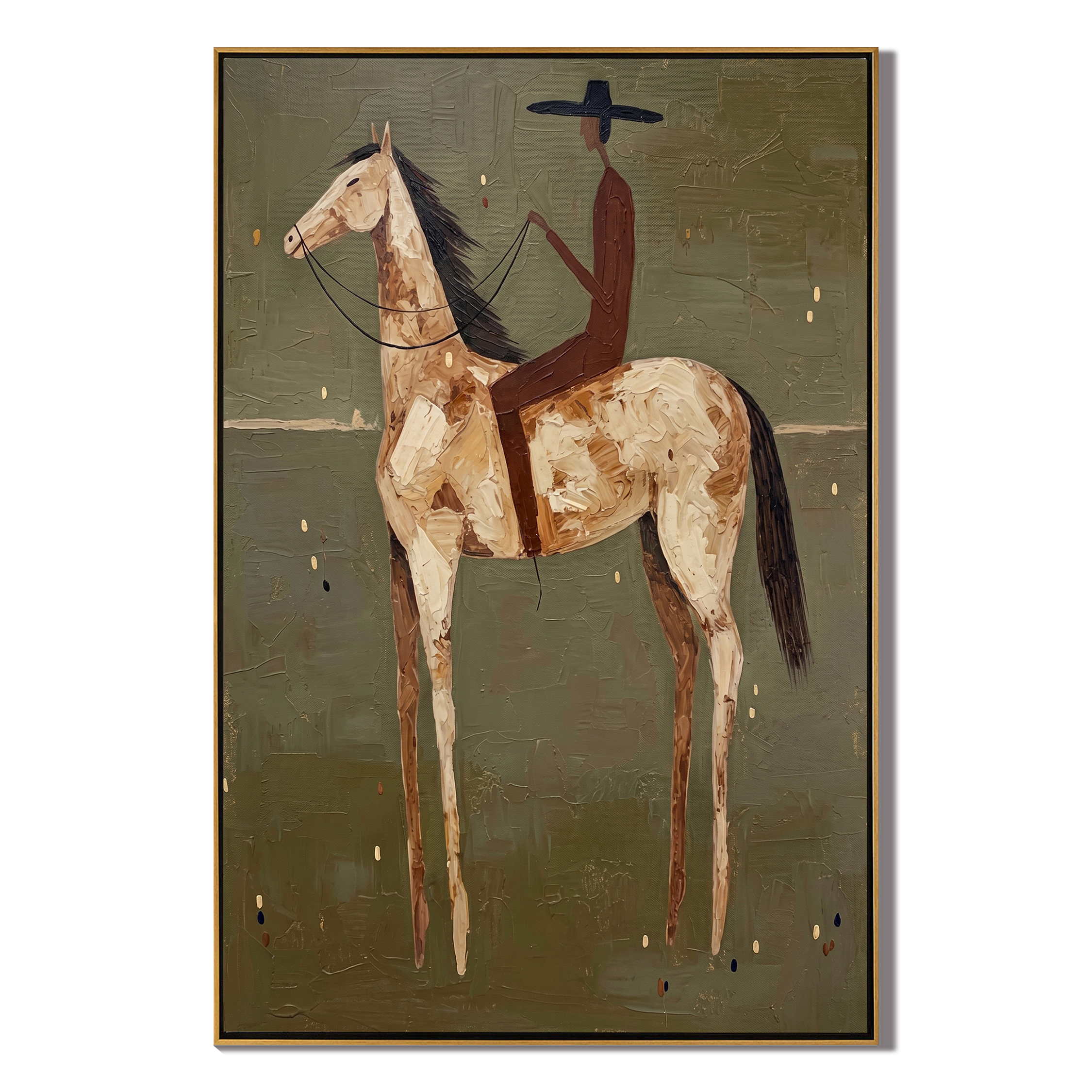 The Silent Rider – Wabi-Sabi Earth Tone Abstract Horse Painting | Minimalist Textured Entryway Art