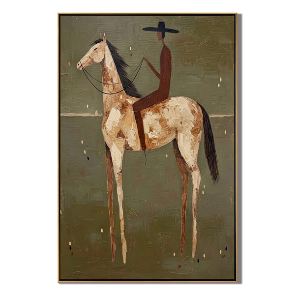 The Silent Rider – Wabi-Sabi Earth Tone Abstract Horse Painting | Minimalist Textured Entryway Art