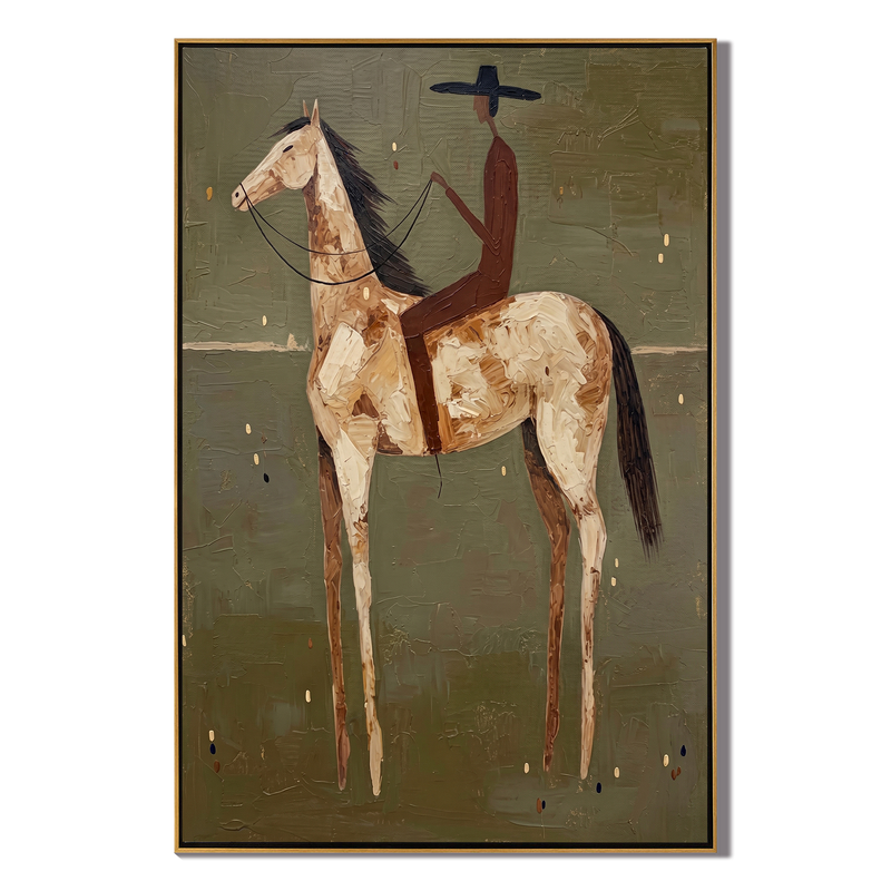 The Silent Rider – Wabi-Sabi Earth Tone Abstract Horse Painting | Minimalist Textured Entryway Art