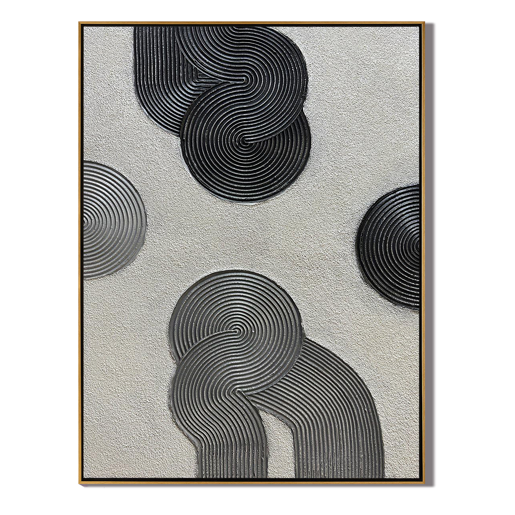 Cosmic Balance – Minimalist Black & Gray 3D Linear Geometric Art | Modern Textured Living Room Art