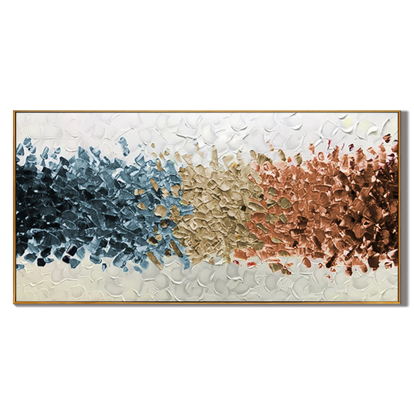 Tricolor Rhythm – Modern Abstract 3D Palette Knife Mixed Media Texture Painting | Modern Abstract Living Room & Office Art