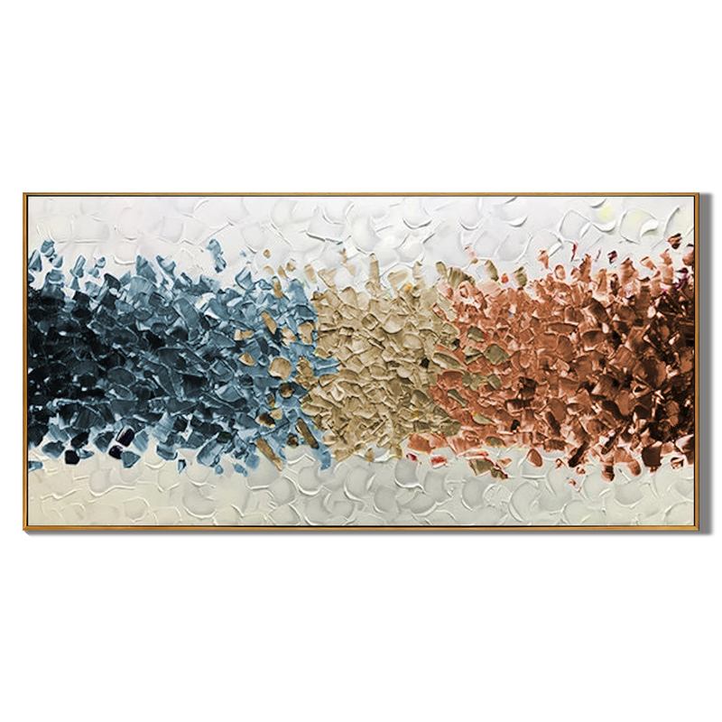 Tricolor Rhythm – Modern Abstract 3D Palette Knife Mixed Media Texture Painting | Modern Abstract Living Room & Office Art