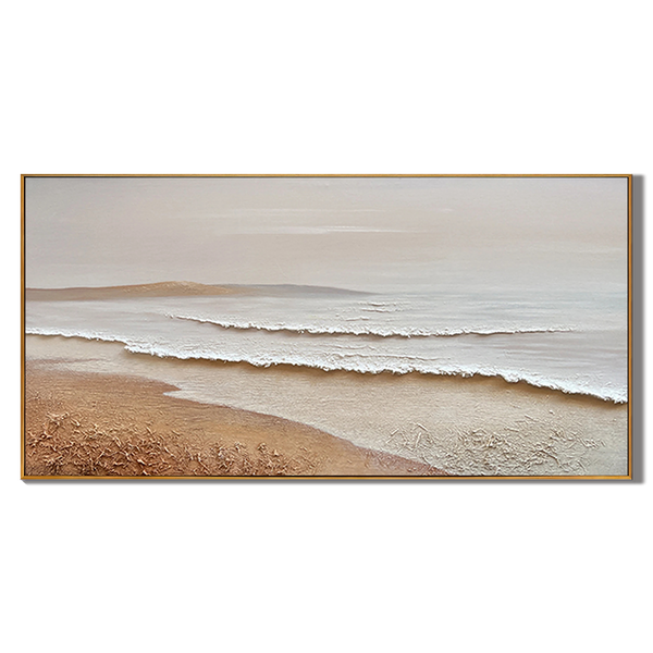 Tidal Serenity – Modern Minimalist Creamy Coastal Painting | Wabi-Sabi Textured Living Room Art