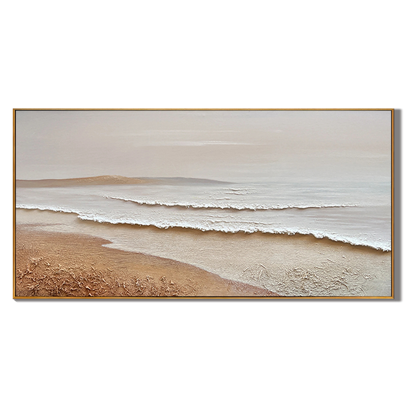 Tidal Serenity – Modern Minimalist Creamy Coastal Painting | Wabi-Sabi Textured Living Room Art