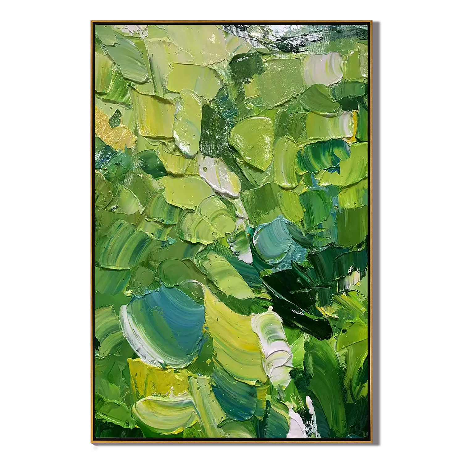 VIVID MEADOW: Bold Green Abstract Palette Knife Art, Heavy Texture Nature Energy