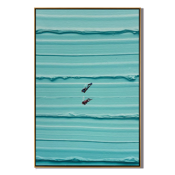 Aquatic Drift – Heavy Texture Turquoise Water Landscape Painting | Contemporary Landscape Living Room & Dining Room Art