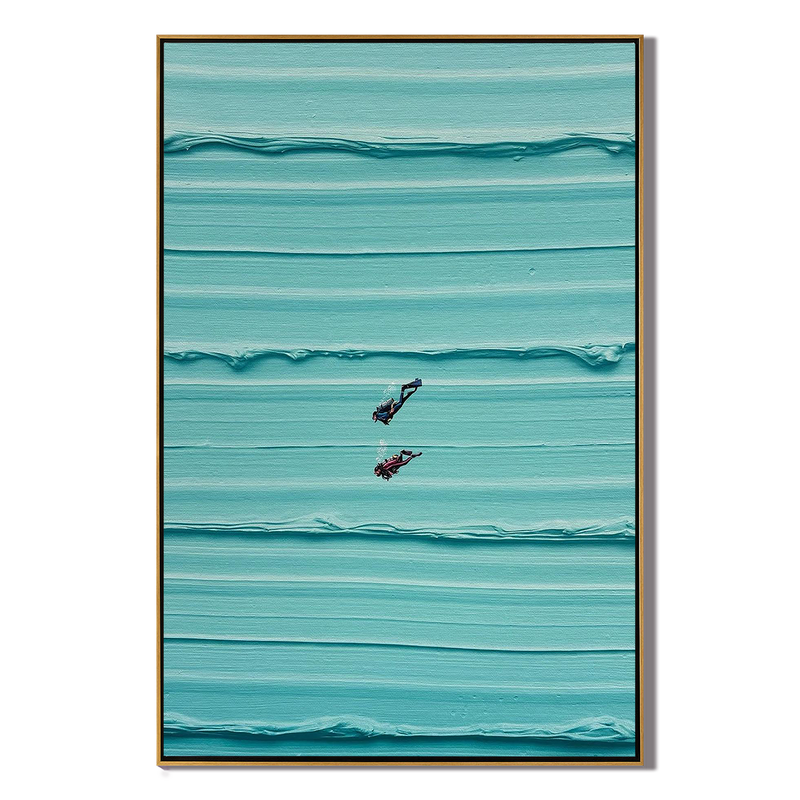 Aquatic Drift – Heavy Texture Turquoise Water Landscape Painting | Contemporary Landscape Living Room & Dining Room Art
