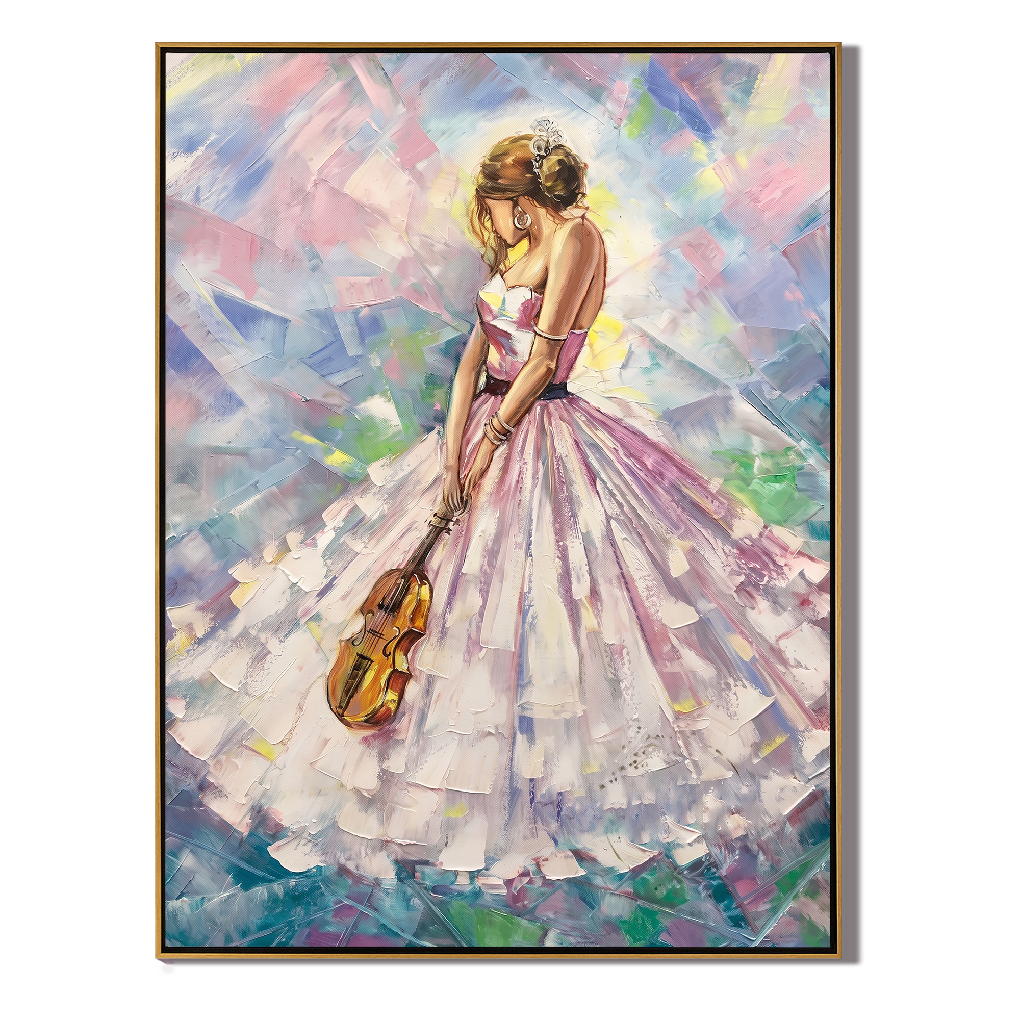 Melody in a Dream - Modern Impressionist Impasto Violinist | Romantic & Elegant Bedroom Wall Art