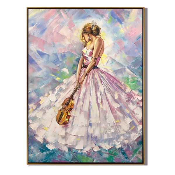Melody in a Dream – Modern Impressionist Impasto Violinist | Romantic & Elegant Bedroom Wall Art