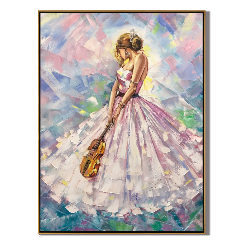 Melody in a Dream – Modern Impressionist Impasto Violinist | Romantic & Elegant Bedroom Wall Art