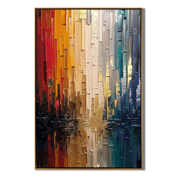 City Reflection – Hand-Painted Palette Knife Abstract Heavy Texture Oil Texture Painting | Modern Abstract Living Room & Office Art