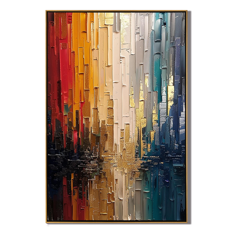 City Reflection – Hand-Painted Palette Knife Abstract Heavy Texture Oil Texture Painting | Modern Abstract Living Room & Office Art