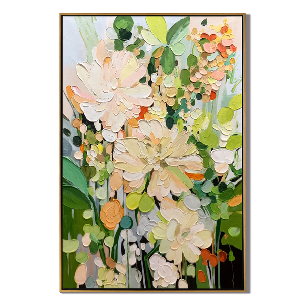 Spring Whispers – Modern Impasto Pastel Floral Canvas | Romantic Bedroom Wall Art