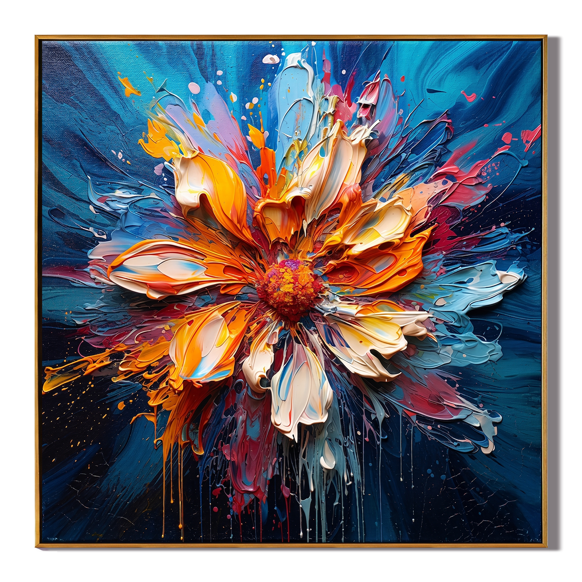 【F25号】 親密さ 油画 油彩 oil painting Vibrant Eruption – Modern Heavy Impasto Abstract Floral Oil Painting |