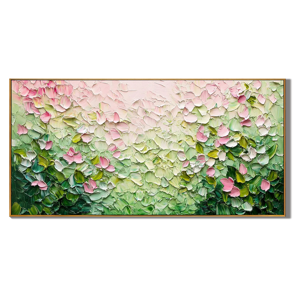 Petal Drift – Modern Pink Blossom Relief Floral Painting | Contemporary Botanical Bedroom & Living Room Art