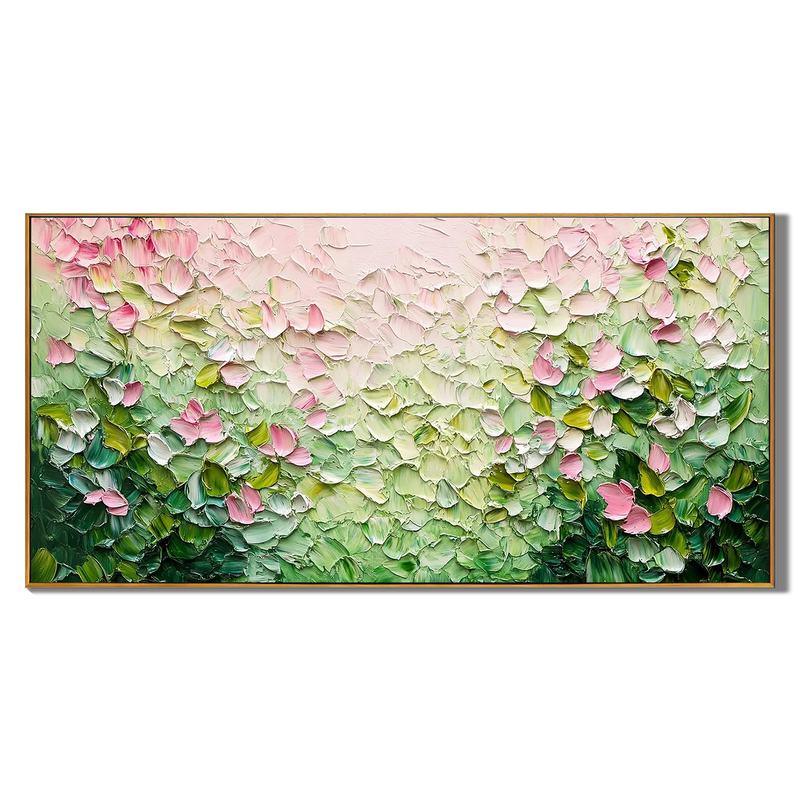 Petal Drift – Modern Pink Blossom Relief Floral Painting | Contemporary Botanical Bedroom & Living Room Art