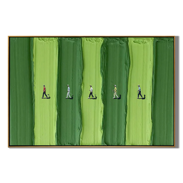 Walking the Green – Modern Golf Fairway Relief Sport Painting | Contemporary Sport Home Office & Living Room Art