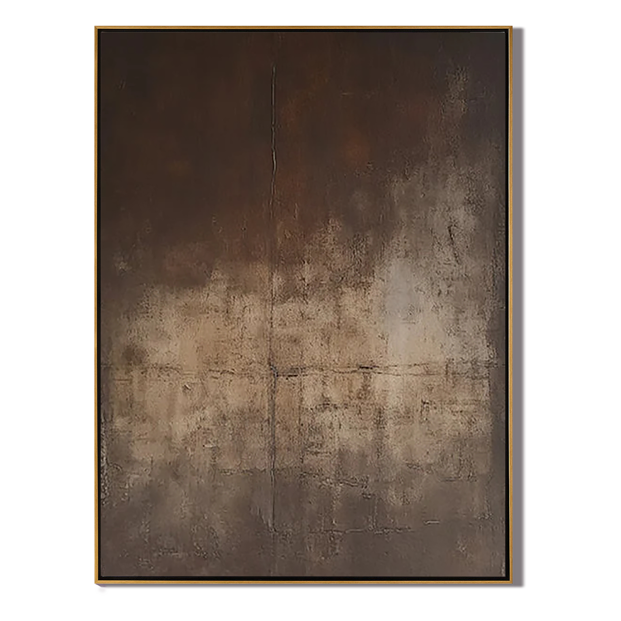 RUSTIC VESTIGE: Wabi-Sabi Wall Art, Hand-Painted Distressed Rust and Charcoal Plaster Effect 3D Textured Canvas Art