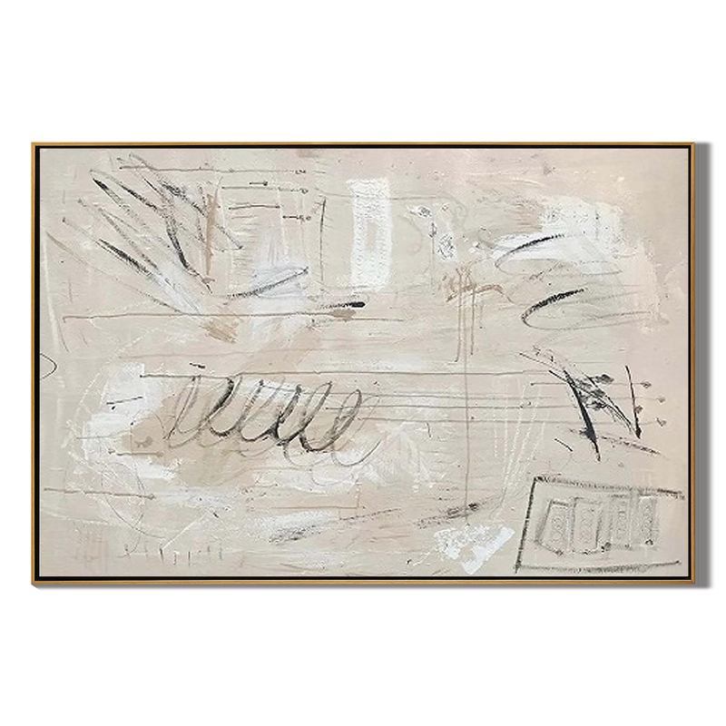 Cream Sketch – Hand-Painted Neutral Beige Abstract Scribble Plaster Effect Wabi-Sabi Painting | Japandi Organic Wabi-Sabi Living Room & Hallway Art