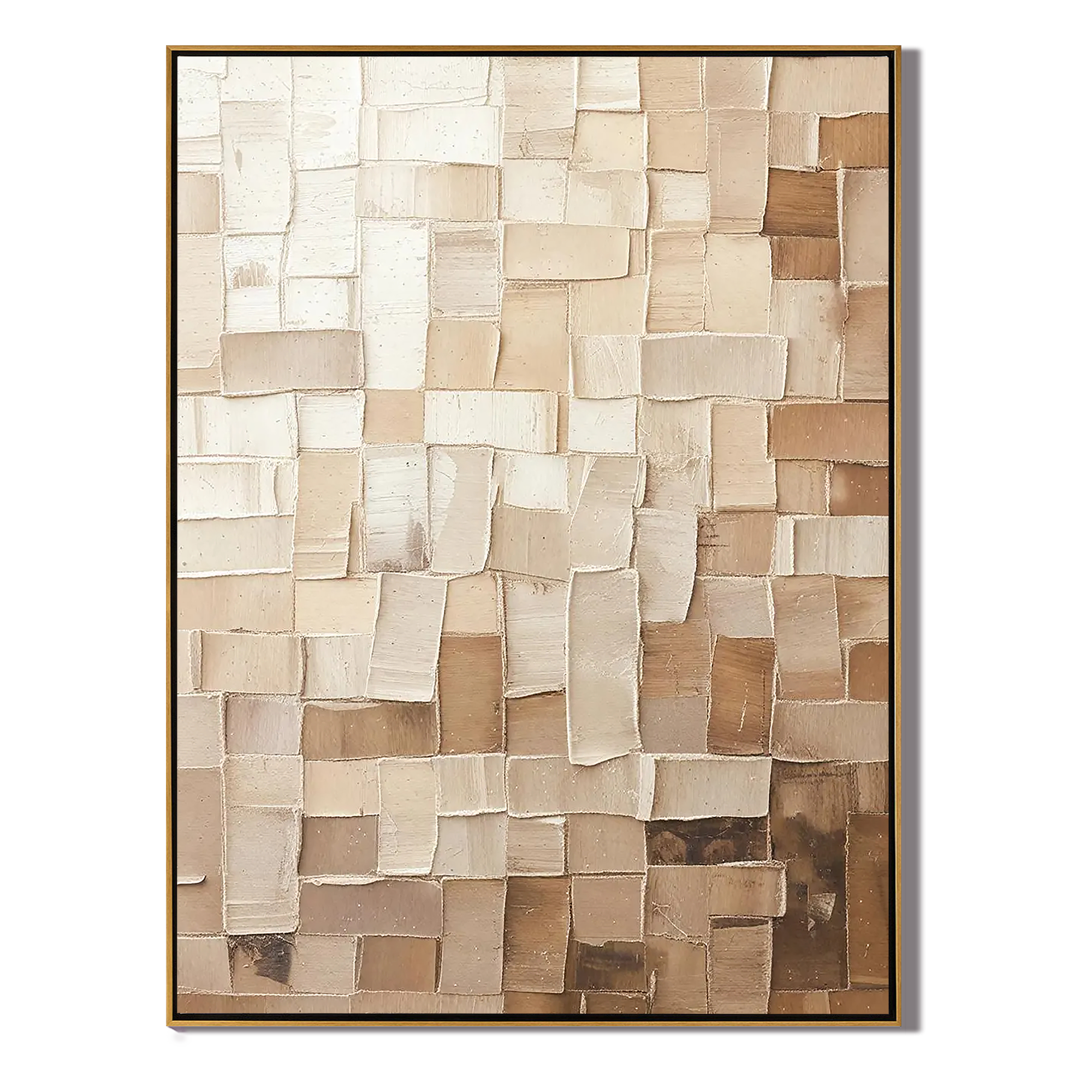 TEXTURED TILES: Texture Wall Art, Hand-Painted Neutral Beige Mosaic Plaster Block 3D Heavy Texture Studio Art