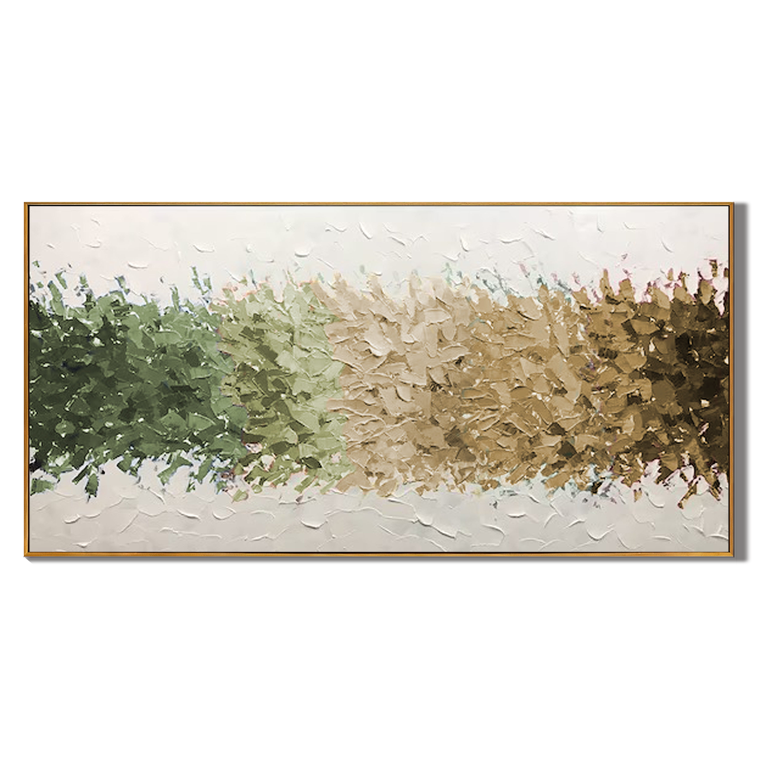 STRATA GRADIENT: Texture Wall Art, Hand-Painted Horizontal Sage Green to Earthy Brown 3D Impasto Heavy Texture Studio Art