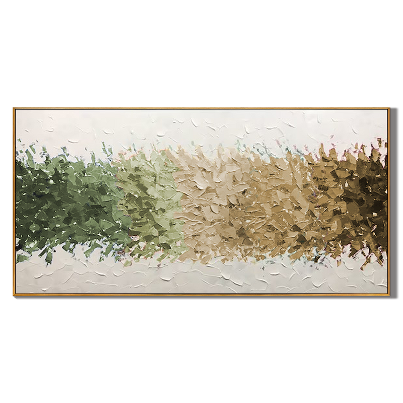 Strata Gradient – Hand-Painted Sage Green to Earthy Brown 3D Texture Painting | Japandi Organic Texture Living Room & Bedroom Art
