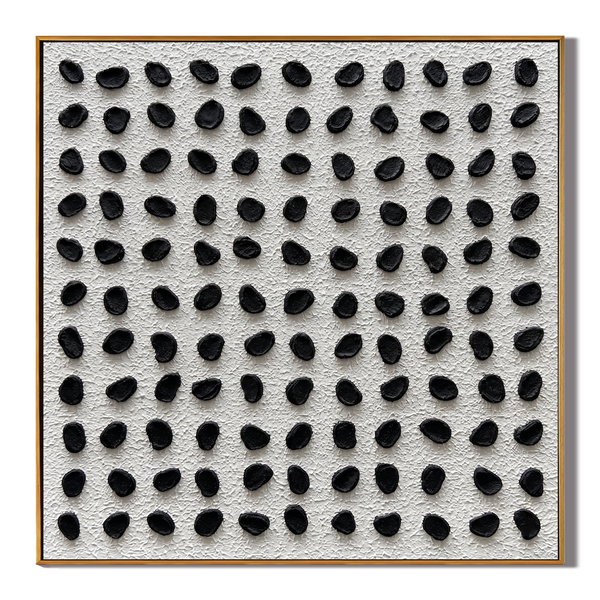 Rhythm of Order – Wabi-Sabi Black & White Heavy Textured Abstract Grid | Minimalist Hallway Decor