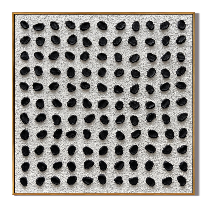 Rhythm of Order – Wabi-Sabi Black & White Heavy Textured Abstract Grid | Minimalist Hallway Decor