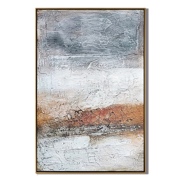 Earthen Strata – Minimalist Neutral Plaster Effect Layered Wabi-Sabi Painting | Japandi Organic Wabi-Sabi Living Room & Hallway Art