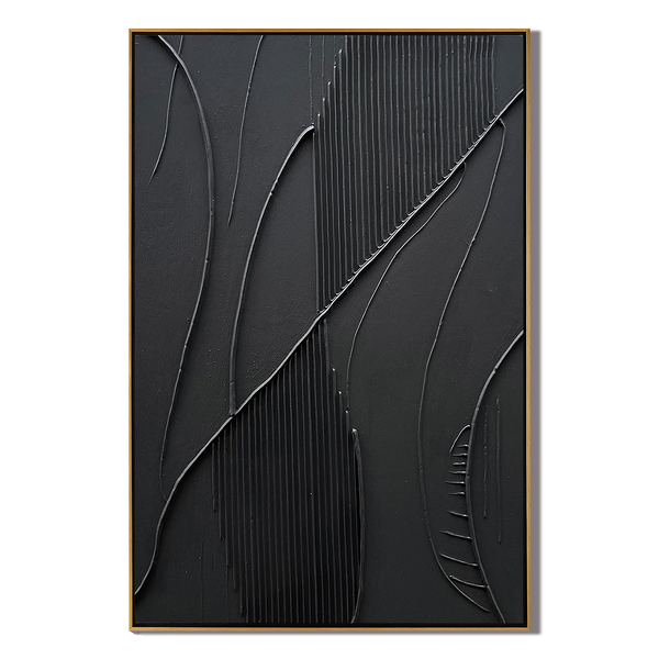 Onyx Flow – Minimalist Plaster Wave Relief Modern Painting | Modern Minimalist Bedroom & Home Office Art