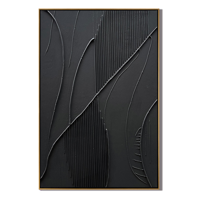 Onyx Flow – Minimalist Plaster Wave Relief Modern Painting | Modern Minimalist Bedroom & Home Office Art
