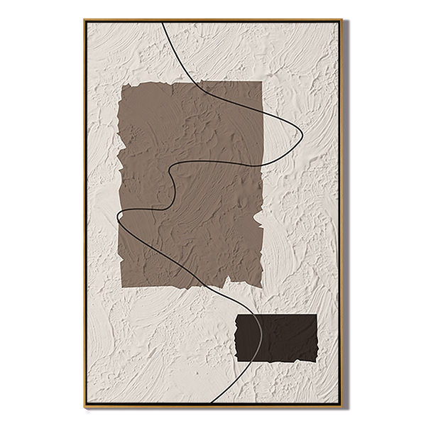 Flowing Line – Modern Earthy Tone Plaster Relief Wabi-Sabi Painting | Japandi Organic Wabi-Sabi Living Room & Hallway Art