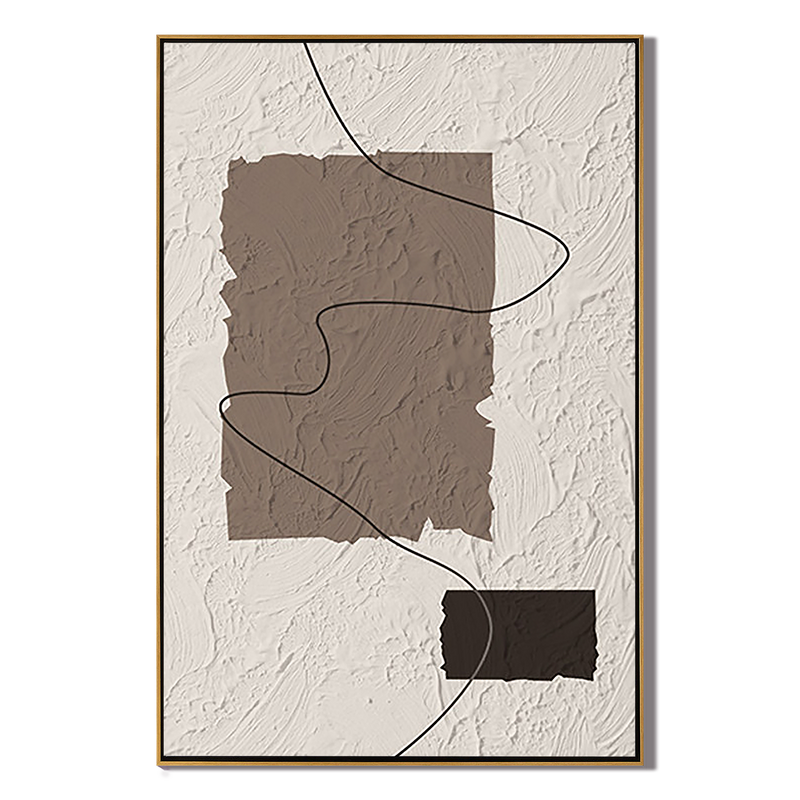 Flowing Line – Modern Earthy Tone Plaster Relief Wabi-Sabi Painting | Japandi Organic Wabi-Sabi Living Room & Hallway Art