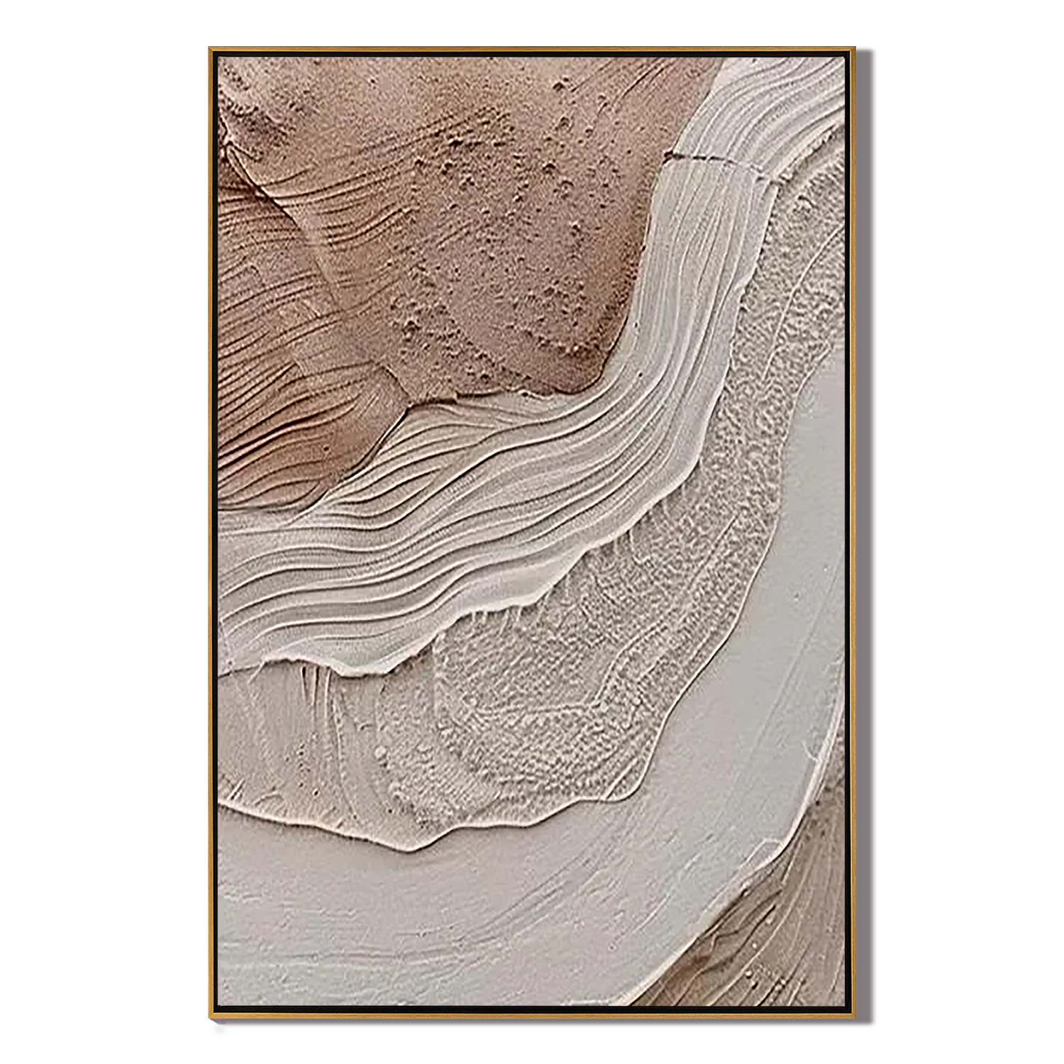 Rhythmic Strata – Wabi-Sabi Earth Tone Abstract Textured Painting | Minimalist Organic Beige Entryway Art