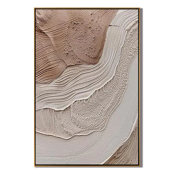 Rhythmic Strata – Wabi-Sabi Earth Tone Abstract Textured Painting | Minimalist Organic Beige Entryway Art