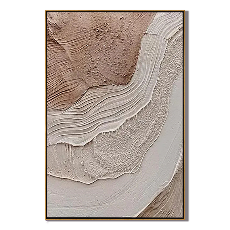 Rhythmic Strata – Wabi-Sabi Earth Tone Abstract Textured Painting | Minimalist Organic Beige Entryway Art