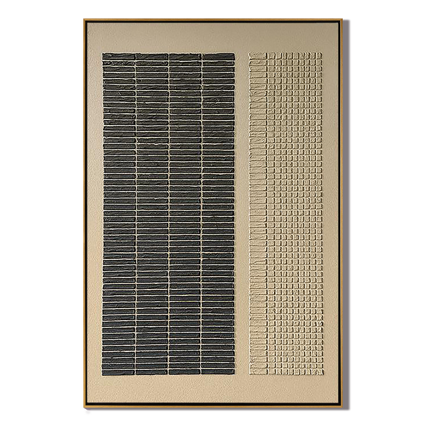 Woven Silence – Modern Abstract Geometric Line Texture Hand-Painted Wabi-Sabi Painting | Japandi Wabi-Sabi Living Room & Bedroom Art