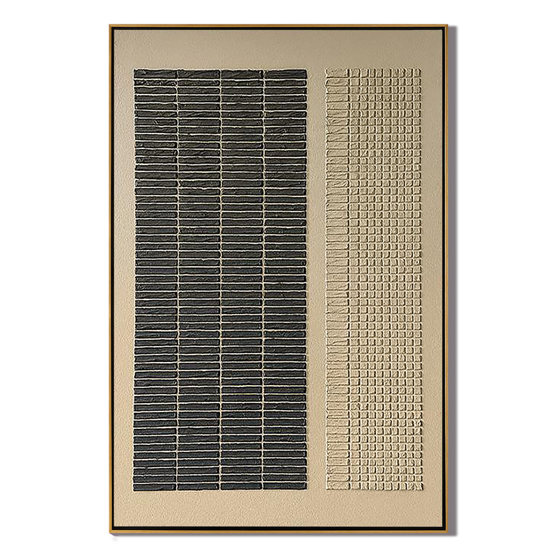 Woven Silence – Modern Abstract Geometric Line Texture Hand-Painted Wabi-Sabi Painting | Japandi Wabi-Sabi Living Room & Bedroom Art