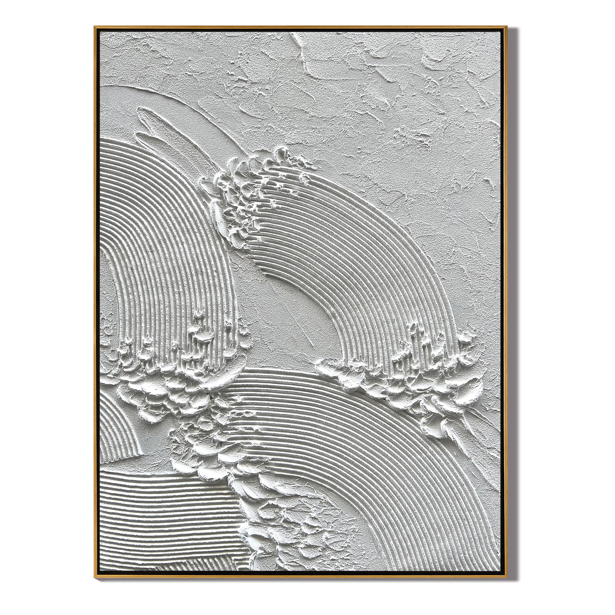 WHITE CREST: 3D Heavy Texture Wave Wall Art, Sculpted Plaster Ocean Relief