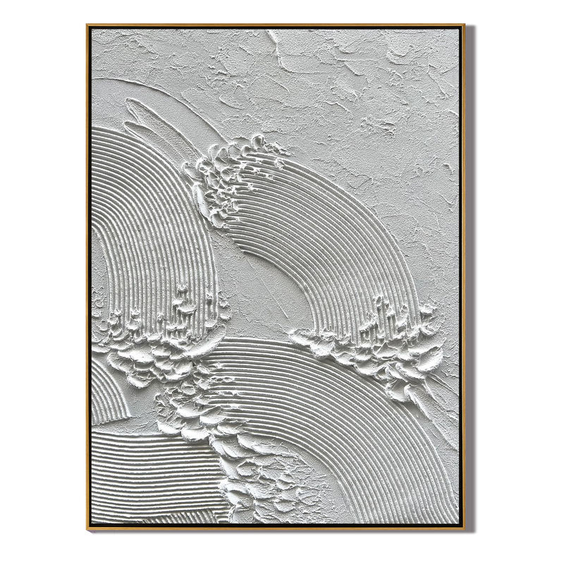 White Crest – Sculpted Plaster Ocean Relief Texture Painting | Coastal Modern Living Room & Bedroom Art