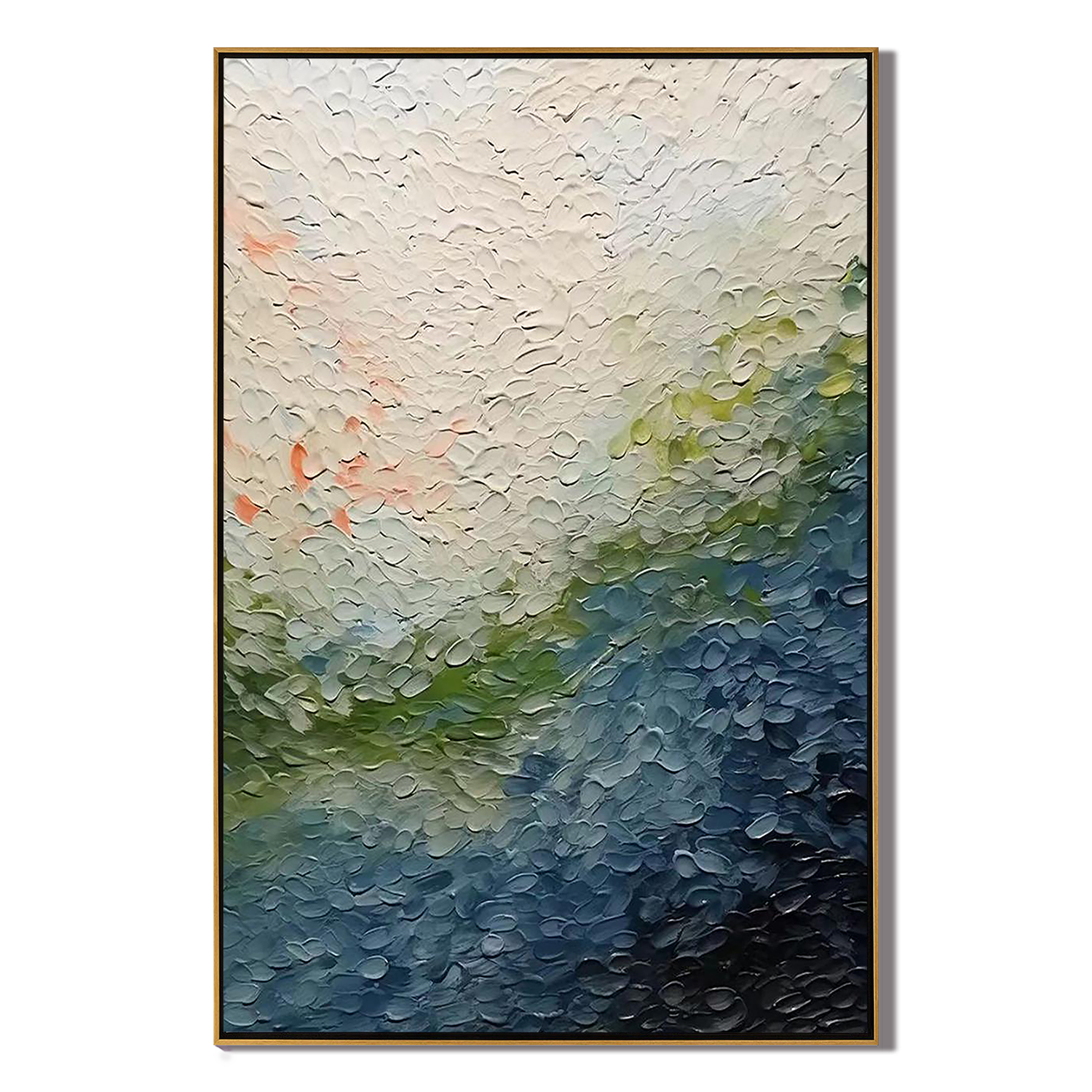 AZURE TERRAIN: Texture Wall Art, Hand-Painted Navy Blue and Sage Green Plaster Effect Relief Studio Art